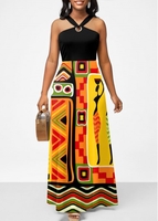 ROTITA Multi Color African Tribal Print Maxi Dress