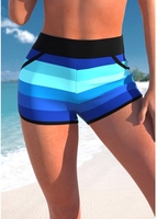 ROTITA Multi Color Striped High Waisted Swim Shorts