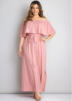 ROTITA Off Shoulder Plus Size Flounce Dress
