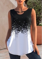 ROTITA Ombre Color Block Cutout Neck Tank Top