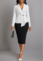 ROTITA Plus Size Asymmetrical Neck Long Sleeve Black Bodycon Dress