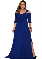 ROTITA Plus Size Cold Shoulder Solid Dress