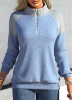 ROTITA Plus Size Dusty Blue Contrast Color Sweatshirt