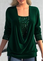 ROTITA Plus Size Green Square Neck T Shirt
