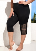 ROTITA Plus Size Lace Stitching Black High Waist Shorts