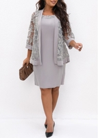 ROTITA Plus Size Light Grey Cardigan and Dress