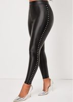ROTITA Rivet Black Skinny Elastic Waist High Waisted Pants