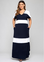 ROTITA Short Sleeve Plus Size Double Slit Dress