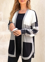 ROTITA Split Plaid Black Long Sleeve Coat