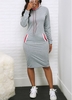 Rotita Sweatshirt Dress Drawstring Neck Long Sleeve Pocket Dress - M