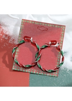 Round Christmas Wreath Design Green Earrings