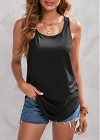 Round Neck Black Wide Strap Tank Top