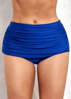 Ruched Royal Blue Mid Waist Bikini Bottom