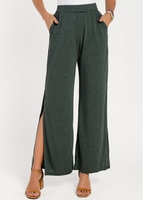 Side Slit Blackish Green Tie Design Pants