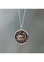Silver Sun and Moon Design Metal Detail Necklace