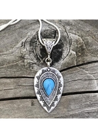 Silver Teardrop Design Metal Detail Necklace