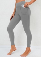Skinny High Waisted Double Side Pockets Light Grey Leggings