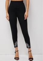 Skinny Printed Cutout Detail High Waisted Pants