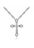 Sliver Cross Detail Rhinestone Design Necklace