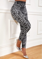 Snakeskin Print High Waisted Grey Leggings