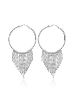 Tassel Circular Design Rhinestone Earring Set