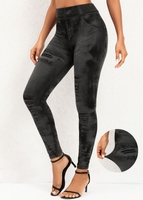 Tie Dye Print Black High Waisted Leggings