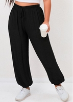 Tie Front Plus Size High Waisted Black Pants
