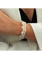 Valentines Pearl Braided White Bracelet for Women