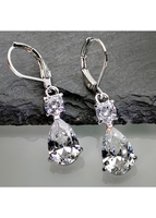 Waterdrop Design Metal Detail Silver Earrings