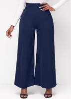 Wide Leg Blue Zipper Fly High Waisted Pants