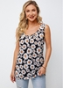 Wide Strap Daisy Print Round Neck Tank Top