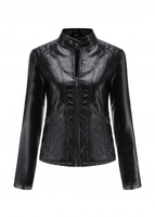 Zipper Black High Neck Long Sleeve Jacket