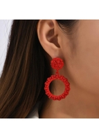 1 Pair Red Alloy Round Earrings