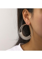 1 Pair Silvery White Metal Round Earrings