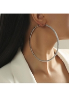 1 Pair Silvery White Round Rhinestone Earrings