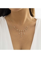 Artificial Zircon Metal Detail Gold Necklace