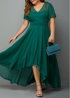 Asymmetric Hem Chiffon Plus Size Dress
