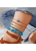 Bohemia Beads Detail Turquoise Anklets Set
