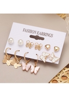 Butterfly Design Gold Heart Detail Earring Set