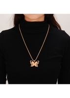 Butterfly Design Gold Rhinestone Detail Necklace