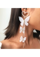 Butterfly Design Metal Pearl Detail Earring Set
