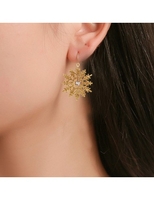 Christmas Rhinestone Detail Gold Snowflake Earrings
