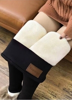 Fleece Thickening Black Elastic Waist Leggings