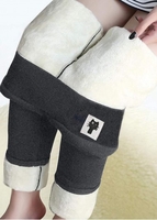 Fleece Thickening Grey Elastic Waist Leggings