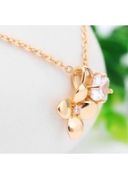 Floral Design Rhinestone Detail Gold Necklace