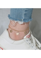 Gold Butterfly Pendant Metal Detail Anklet