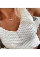 Gold Metal Detail Layered Cross Pendant Necklace