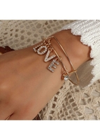 Gold Metal Detail Rhinestone Design Bangle