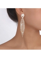 Gold Metal Detail Rhinestone Design Earrings