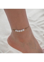 Gold Pearl Design Knitted Detail Anklet